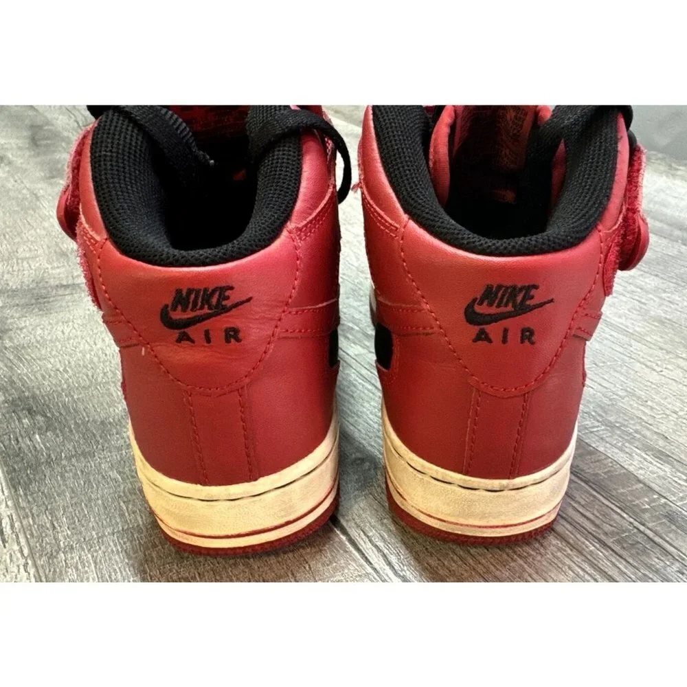 Nike Air Force 1 Shoes Youth 5 Y Mid '06 Leather Black‎ Red Sneakers 314195-061